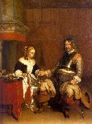 Gerard Ter Borch Soldier Offering a Young Woman Coins oil painting picture wholesale